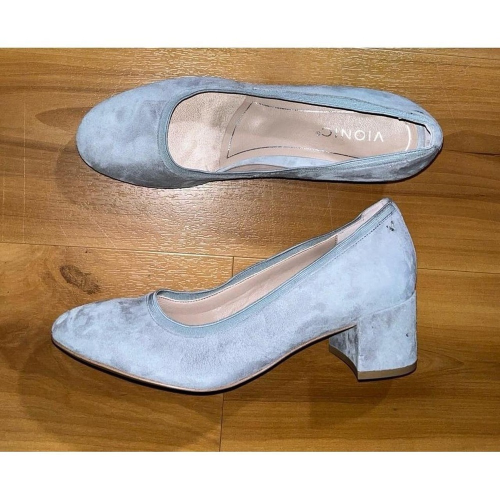 Womens Vionic Olympia Natalie Block Heel Gray Business Casual Pumps Shoes